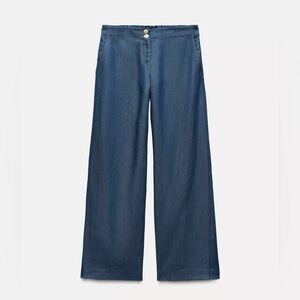 Zara Blue Flare Wide Leg Jeans